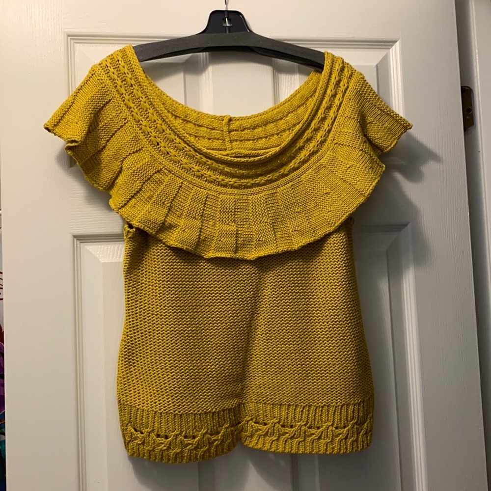 Mustard Yellow Anthropology Blouse, Size Petite Large